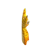 Load image into Gallery viewer, Wooden Yellow Curious  Cat Decoration Figurine