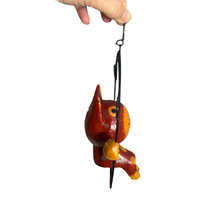 Load image into Gallery viewer, Wooden Cat on a swing (Red)