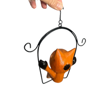 Load image into Gallery viewer, Wooden Cat on a swing (Orange)