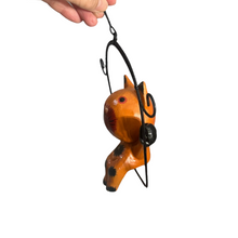 Load image into Gallery viewer, Wooden Cat on a swing (Orange)