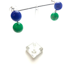 Load image into Gallery viewer, Blue &amp; Green Starburst Moonglow Lollipop Drop Earrings