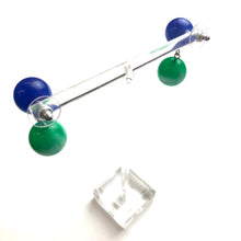 Load image into Gallery viewer, Blue &amp; Green Starburst Moonglow Lollipop Drop Earrings