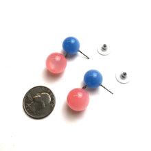 Load image into Gallery viewer, Ice Blue and Rose Pink Moonglow Lollipop Drop Earrings