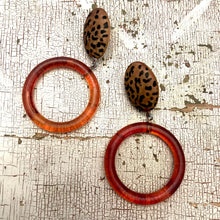 Load image into Gallery viewer, Leopard Print Tortoise Donut Drop Earrings