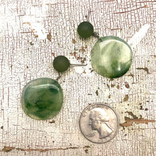 Load image into Gallery viewer, Sage Green Marbled Lucite Geo Drop Sarah Earrings