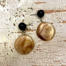 Load image into Gallery viewer, Gold &amp; Black Marbled Lucite Geo Drop Sarah Earrings