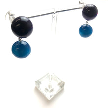 Load image into Gallery viewer, Deep Purple and Capri Blue Moonglow Lollipop Drop Earrings