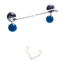 Load image into Gallery viewer, Deep Purple and Capri Blue Moonglow Lollipop Drop Earrings