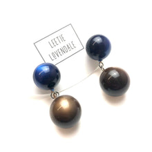 Load image into Gallery viewer, Navy and Chocolate Moonglow Lollipop Drop Earrings