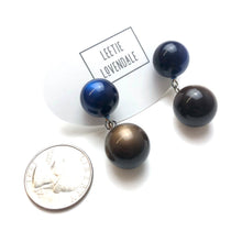 Load image into Gallery viewer, Navy and Chocolate Moonglow Lollipop Drop Earrings