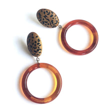 Load image into Gallery viewer, Leopard Print Tortoise Donut Drop Earrings