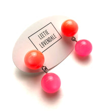 Load image into Gallery viewer, Neon Melon and Pink Moonglow Lollipop Drop Earrings