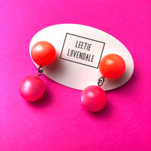 Load image into Gallery viewer, Neon Melon and Pink Moonglow Lollipop Drop Earrings