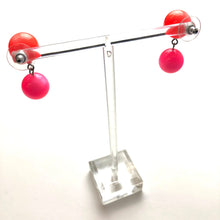 Load image into Gallery viewer, Neon Melon and Pink Moonglow Lollipop Drop Earrings