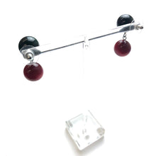 Load image into Gallery viewer, Forest Green and Ruby Monnglow Lollipop Drop Earrings