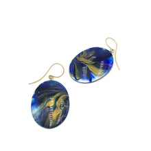 Load image into Gallery viewer, Cobalt &amp; Gold Marbled Lucite Drop Earrings
