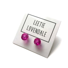 Load image into Gallery viewer, Hot Pink Carved Lucite Rose Stud Earrings