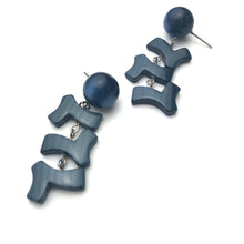 Load image into Gallery viewer, Midnight Blue &amp; Slate Moonglow Zag Statement Earrings *