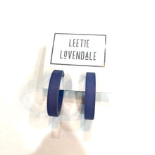 Load image into Gallery viewer, Denim Blue Small Classic Hoops