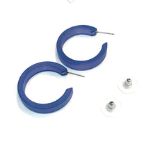 Load image into Gallery viewer, Denim Blue Small Classic Hoops