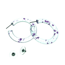 Load image into Gallery viewer, Purple &amp; Clear Confetti Hoop Earrings - 1.75"