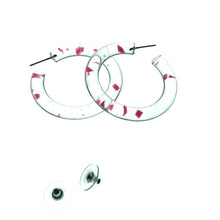 Load image into Gallery viewer, Pink &amp; Clear Confetti Hoop Earrings - 1.75"