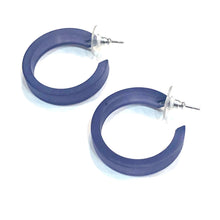 Load image into Gallery viewer, Denim Blue Small Classic Hoops