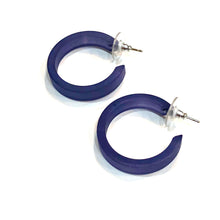 Load image into Gallery viewer, Denim Blue Small Classic Hoops