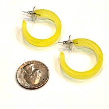 Load image into Gallery viewer, Lemon Yellow Small Classic Hoops