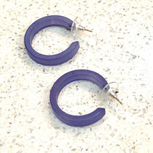 Load image into Gallery viewer, Denim Blue Small Classic Hoops
