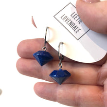 Load image into Gallery viewer, Cobalt Faceted Gem Drop Cuff Hoops