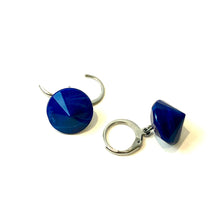 Load image into Gallery viewer, Cobalt Faceted Gem Drop Cuff Hoops