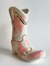 Load image into Gallery viewer, Cow Print Cowboy Boot Vase