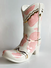 Load image into Gallery viewer, Cow Print Cowboy Boot Vase