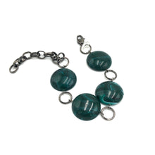 Load image into Gallery viewer, Emerald Marbled Domed Stations Bracelet