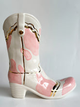 Load image into Gallery viewer, Cow Print Cowboy Boot Vase