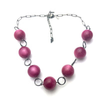 Load image into Gallery viewer, Deep Cranberry Fuchsia Stations Necklace
