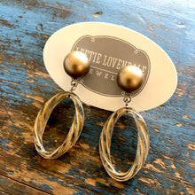 Load image into Gallery viewer, Gold Wash Clear Twisted Rope Donut Drop Earrings