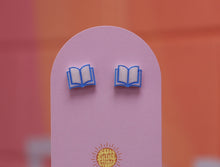 Load image into Gallery viewer, Open Book Tiny Stud Earrings