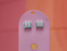 Load image into Gallery viewer, Open Book Tiny Stud Earrings