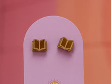 Load image into Gallery viewer, Open Book Tiny Stud Earrings