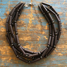 Load image into Gallery viewer, Black Matte Tube Beaded Sylvie Necklace
