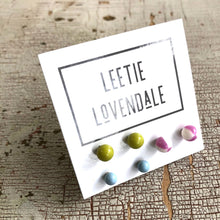 Load image into Gallery viewer, Lavender Chartreuse &amp; Gray Blue Tiny Stud Earrings Set