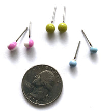 Load image into Gallery viewer, Lavender Chartreuse &amp; Gray Blue Tiny Stud Earrings Set