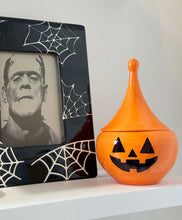 Load image into Gallery viewer, Jack-O'-Lantern Teardrop Jar in Tiki Orange