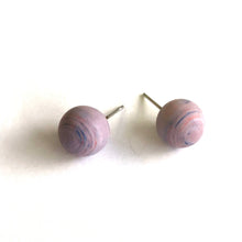 Load image into Gallery viewer, Light Purple Matte Striped Ball Stud Earrings