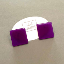 Load image into Gallery viewer, Purple Large Square Stud Earrings
