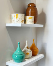 Load image into Gallery viewer, Wind &amp; Leaves Speckled Teardrop Jar with 22k Gold Accents
