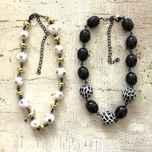 Load image into Gallery viewer, White &amp; Gold Metal Star Studded Amelia Necklace