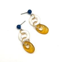 Load image into Gallery viewer, Pearl Aqua &amp; Gold Glitter Addie Earrings